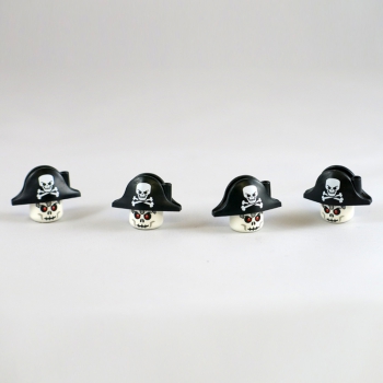 Totenkopf mit Piratenhut (4er Set)